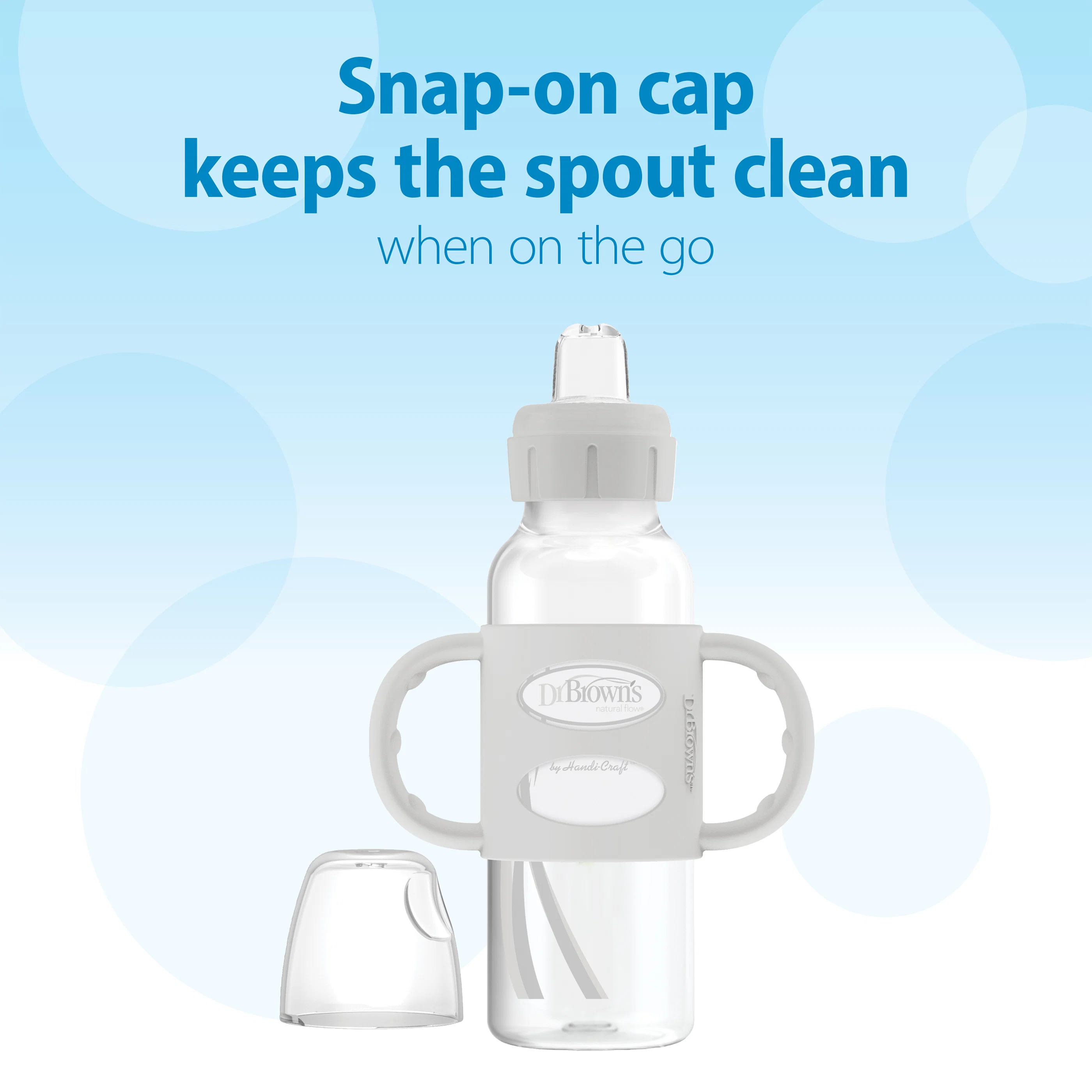 Dr. Brown's Milestones Narrow Sippy Spout Bottle with Silicone Handles, 8 oz/250 mL - Image 3