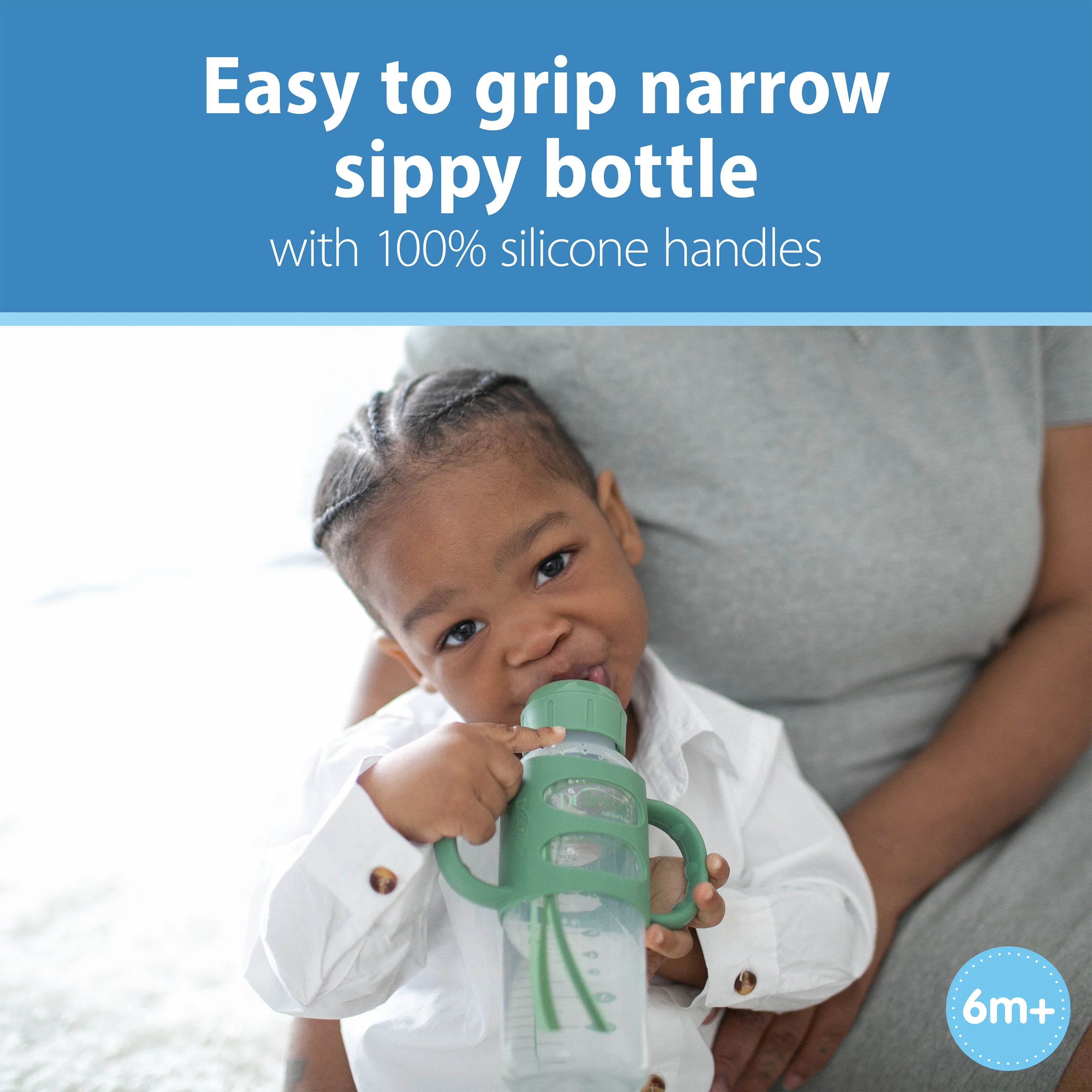 Dr. Brown's Milestones Narrow Sippy Spout Bottle with Silicone Handles, 8 oz/250 mL - Image 3