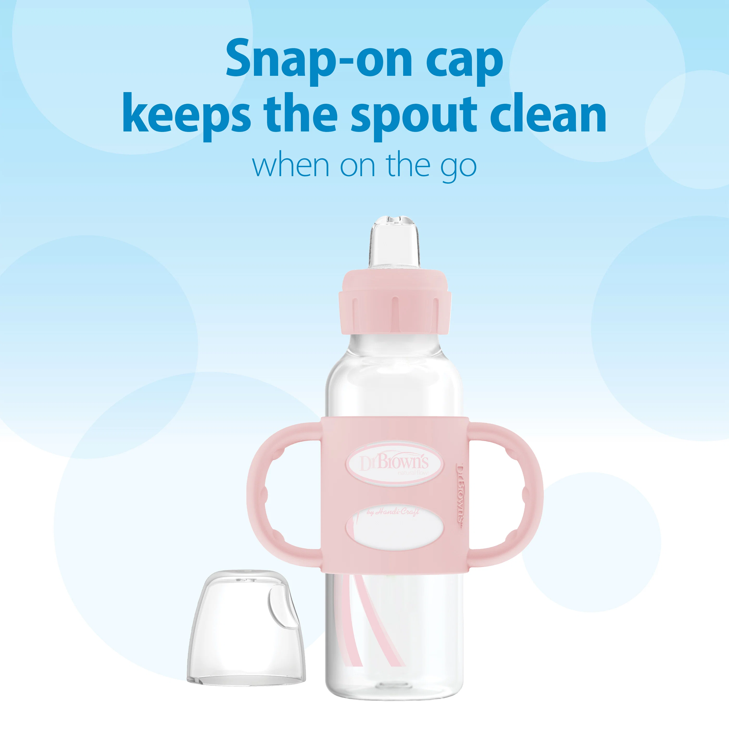 Dr. Brown's Milestones Narrow Sippy Spout Bottle with Silicone Handles, 8 oz/250 mL - Image 3