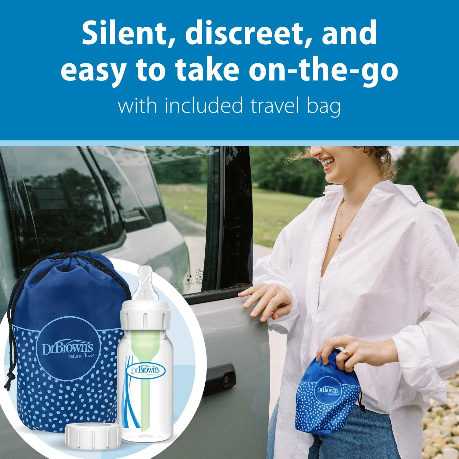 Dr. Brown's Silicone Breast Pump Breast Milk Catcher with Options+ Anti-Colic Baby Bottle & Travel Bag - Image 8